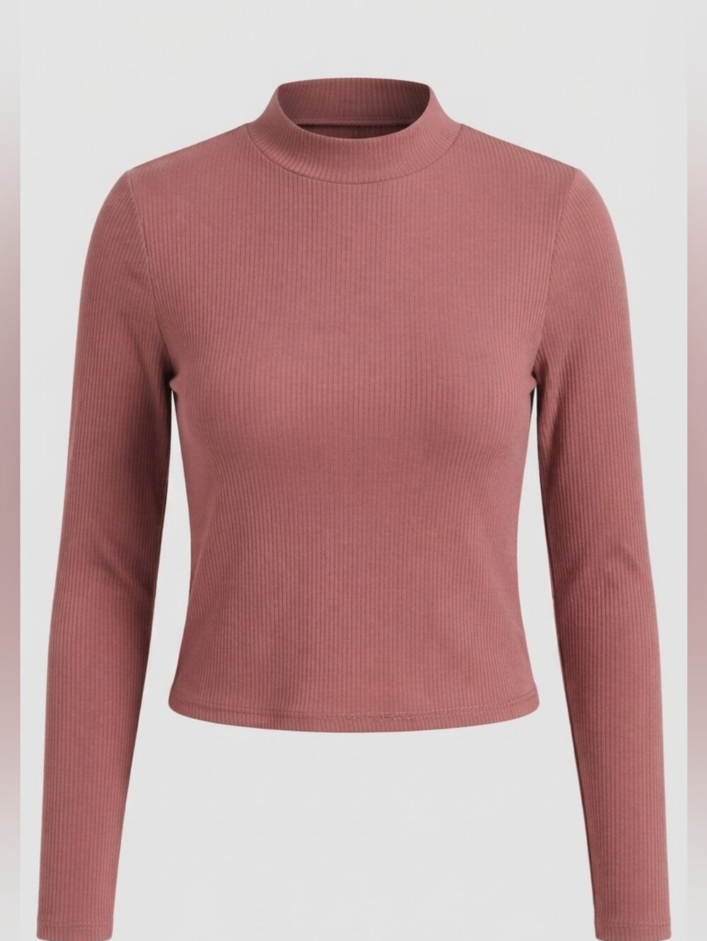 Olivia Ray New York Mauve Ribbed Mock Neck Crop Top YXL